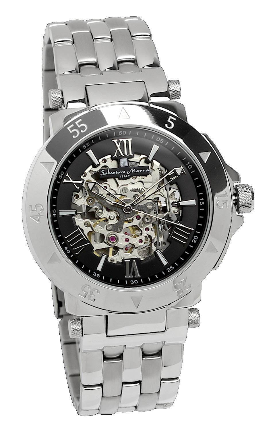

Годинник Salvatore Marra Silver x Black Automatic Skeleton Business Formal [Salvatore Marra] чоловічий срібний
