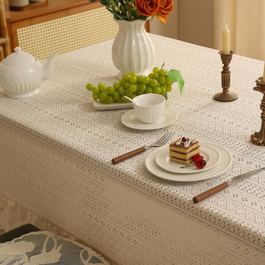 New Nordic Retro Lace Tablecloth Dustproof Heat Insulation Beautification Dining Table Cloth Coffee Table Cover