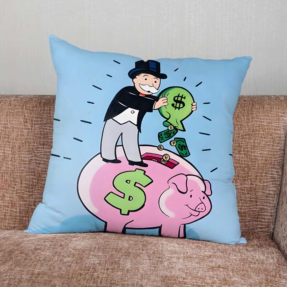 Alec M-Monopoly Draw Pillow Case For Home Bedroom Car Office Decoration Living Room Sofa Cushion Cover Suitable