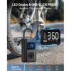 Tire Inflator Portable Air Compressor - 150 PSI Portable Air Pump for Car Tires, Cordless Electric Bike Tire Pump with Digital Pressure Gauge, LED