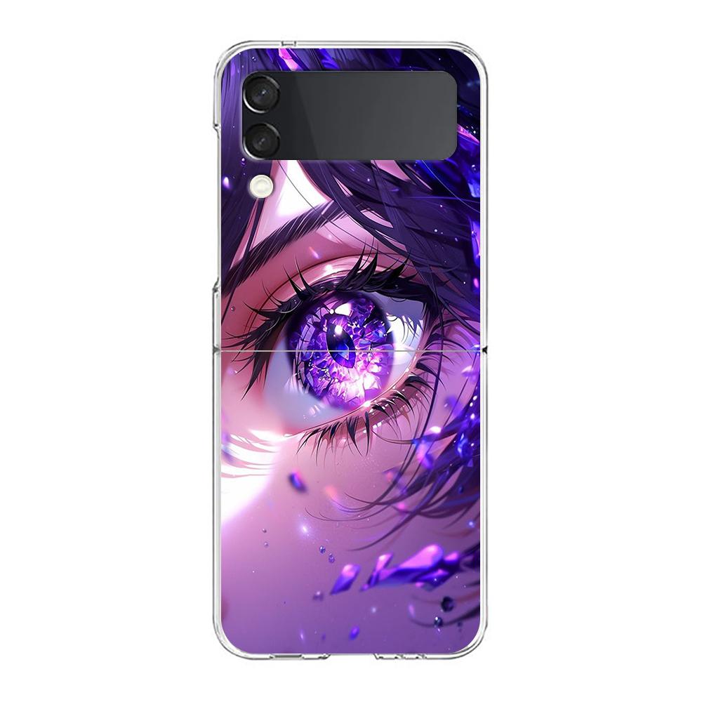 Handyhülle für Samsung Galaxy Z Flip 3 4 5 Transparent faltbar Hohe harte PC-Schale für Galaxy Z Flip 3 5 Cover Cartoon süße Augen Kunst