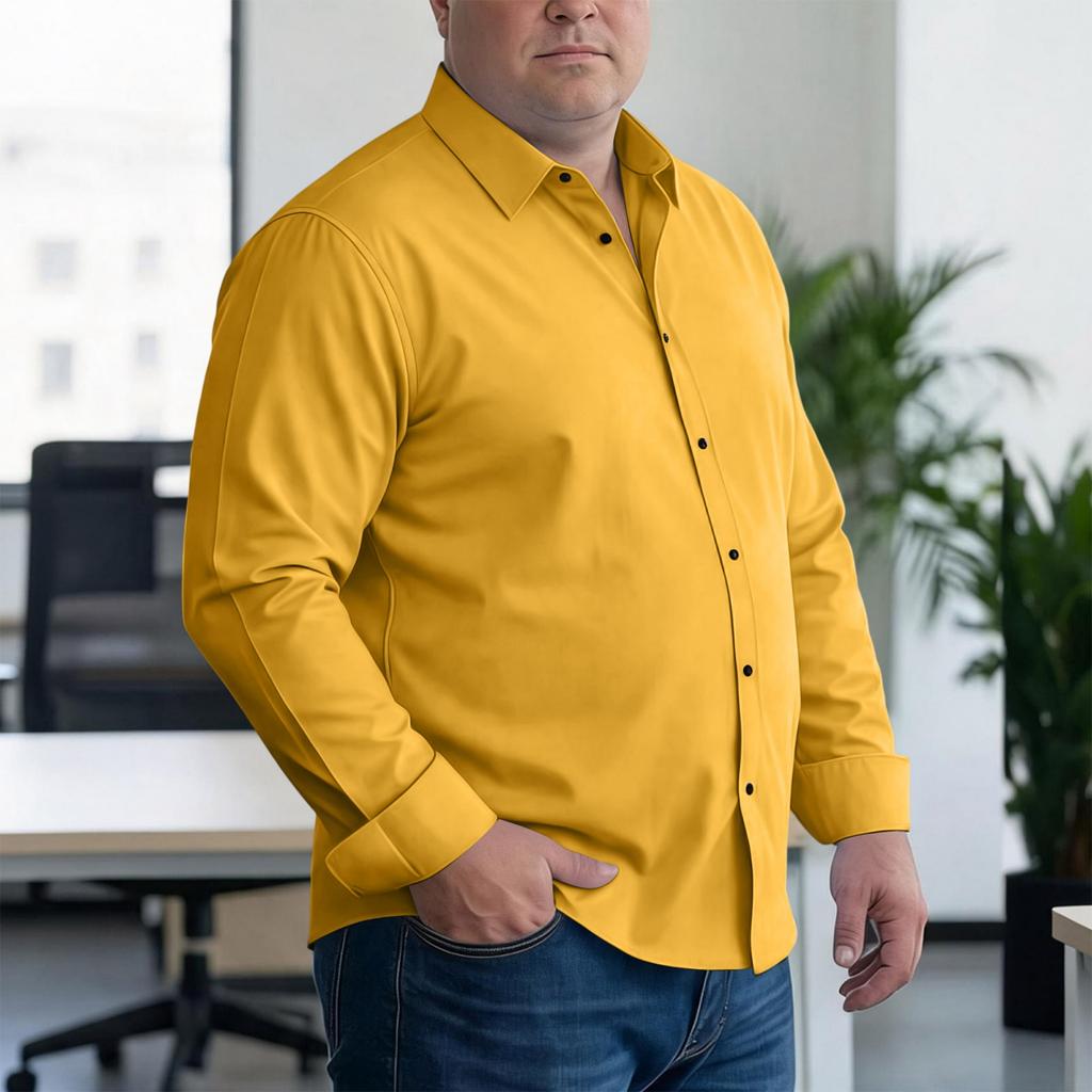 Men's Big and Tall Loose Fit Casual Button Down Shirt Long Sleeve Lightweight Business Dress Shirt