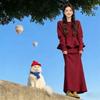 Korean Chic Winter 2026 Women's Two-Piece Suit: Waist-Cinching Ruffled Top & Skirt Set