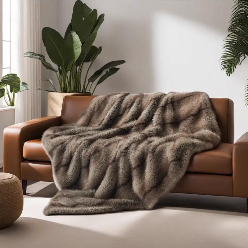Luxury Faux Fur Blanket High-end Bed Fox Fur Blankets For Beds Plaid on The Sofa Cover Decoration Home Blankets And Throws