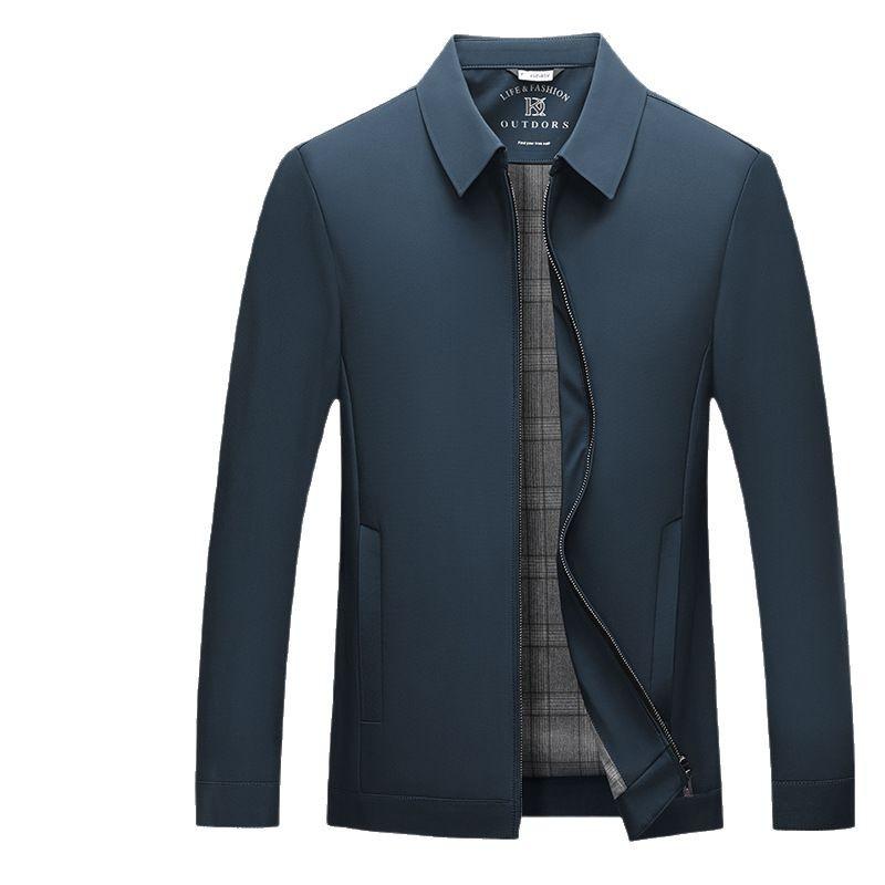 Men's Lightweight Jackets Full Zip Up Light Coat Laydown Collar Jacket Casual Windbreaker Jacket with Zip Pockets