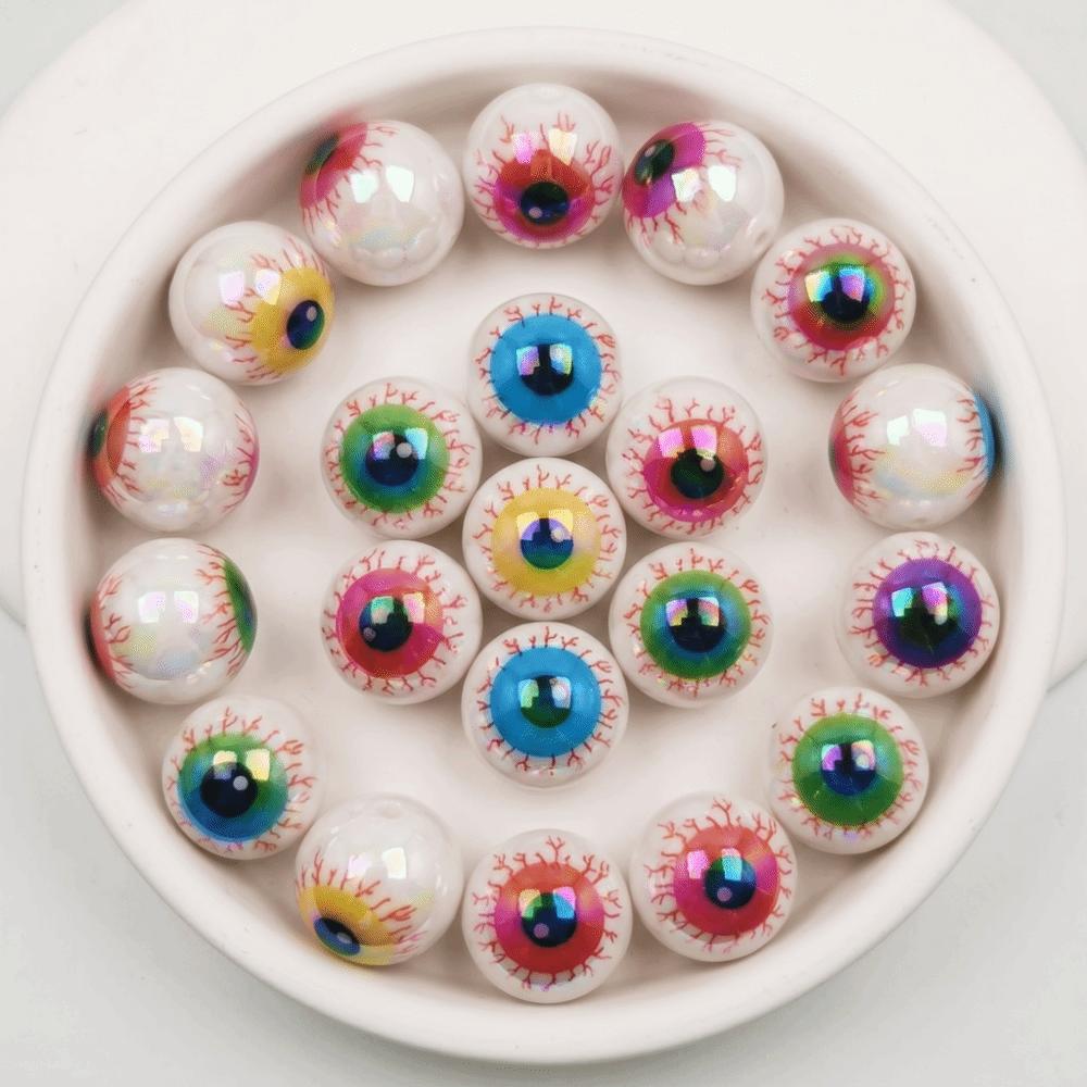 20pcs Random Mix Color Spacer Beads Colorful Eye Loose Beads Eyeball Beads  Thanksgiving Decor