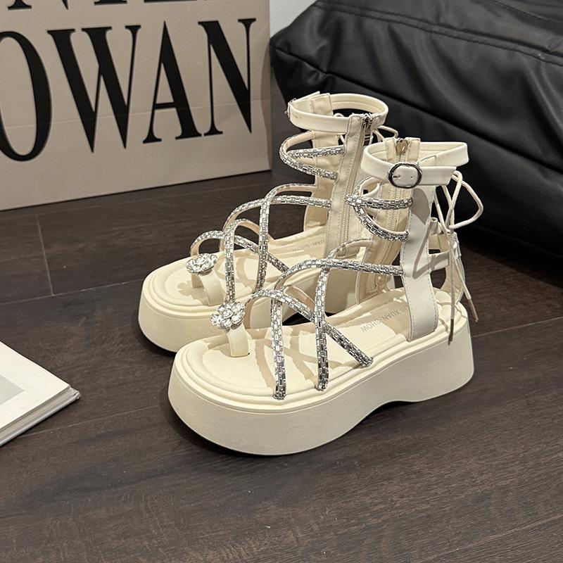 

Платформенные сандалии женская летняя мода новый высококлассный темперамент с юбкой сандалии 40 бежевый