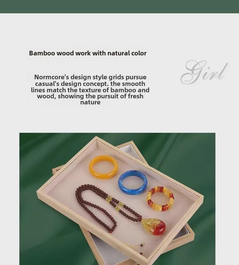 Bamboo and Wood Velvet Jewelry Tray for Bracelets and Earrings Display