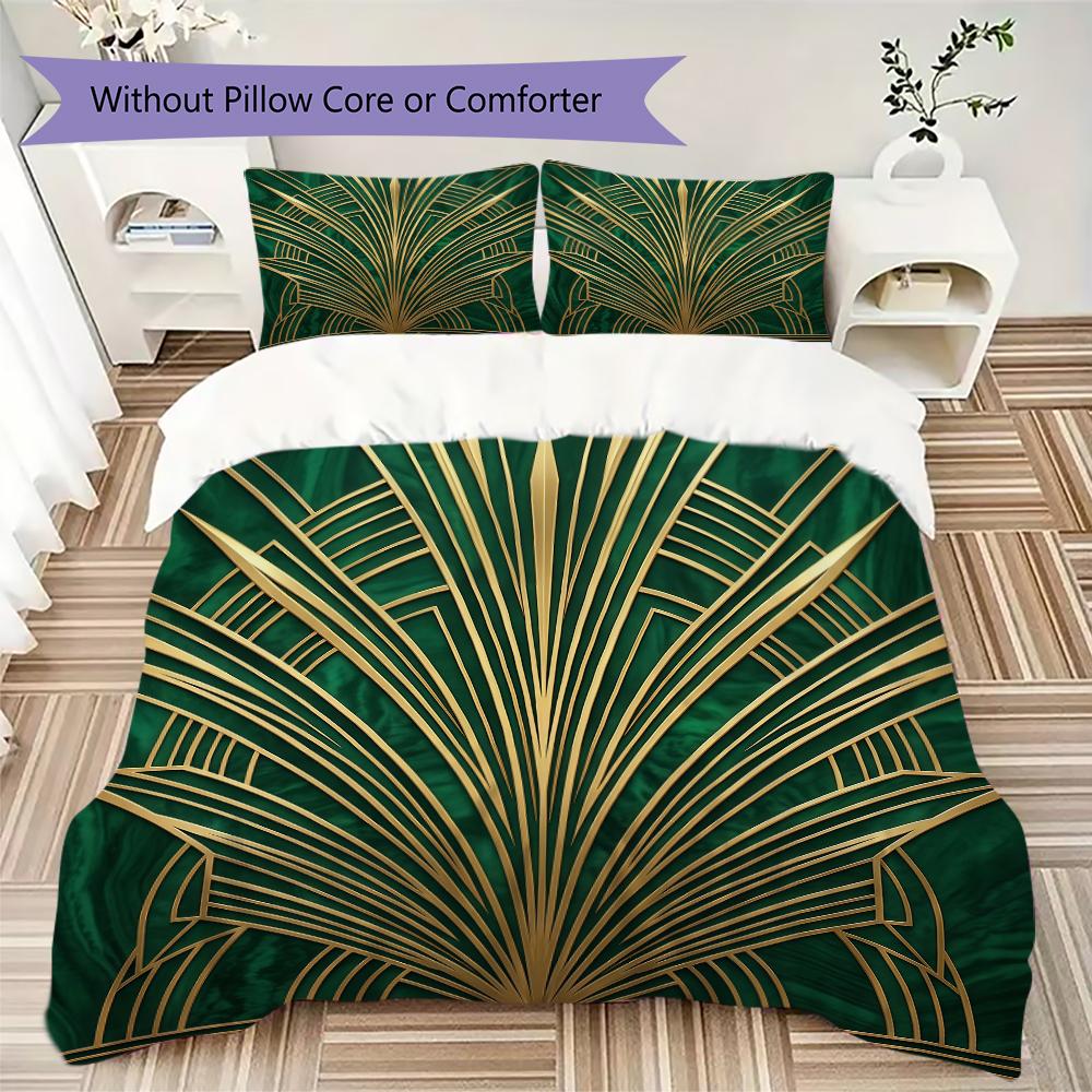 Biancheria da letto con motivo a linee Art Déco Set piumone Copripiumone Federa Decorazione per la casa Regalo di compleanno (1 * copripiumino + 2 * federe senza imbottitura)