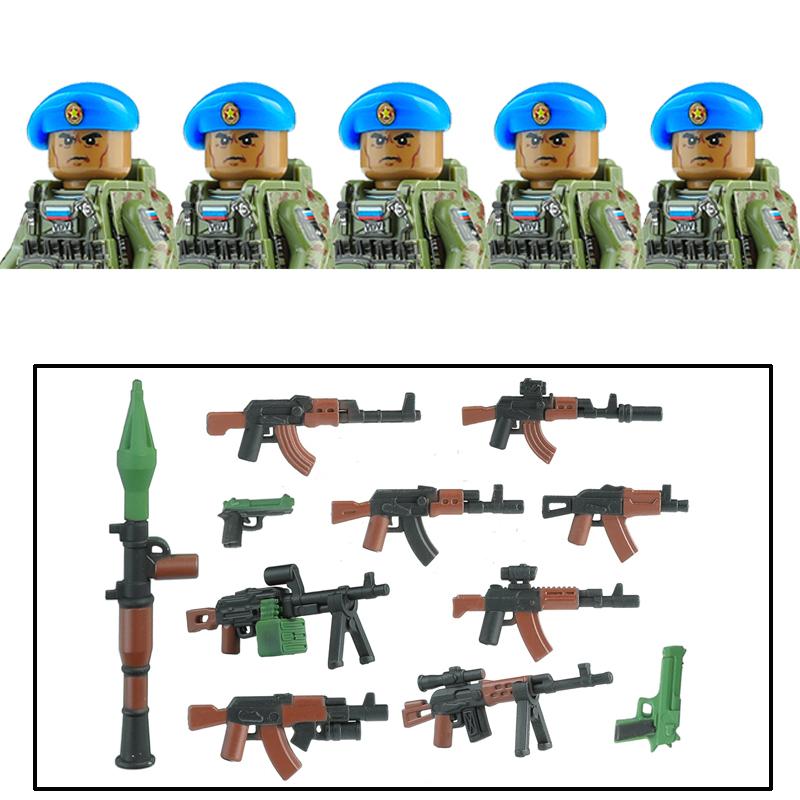 City Army Figures Building Blocks Russia Army Soldiers Weapons Special Combat Uniform Shield Combat Vests Shields Brick Toys