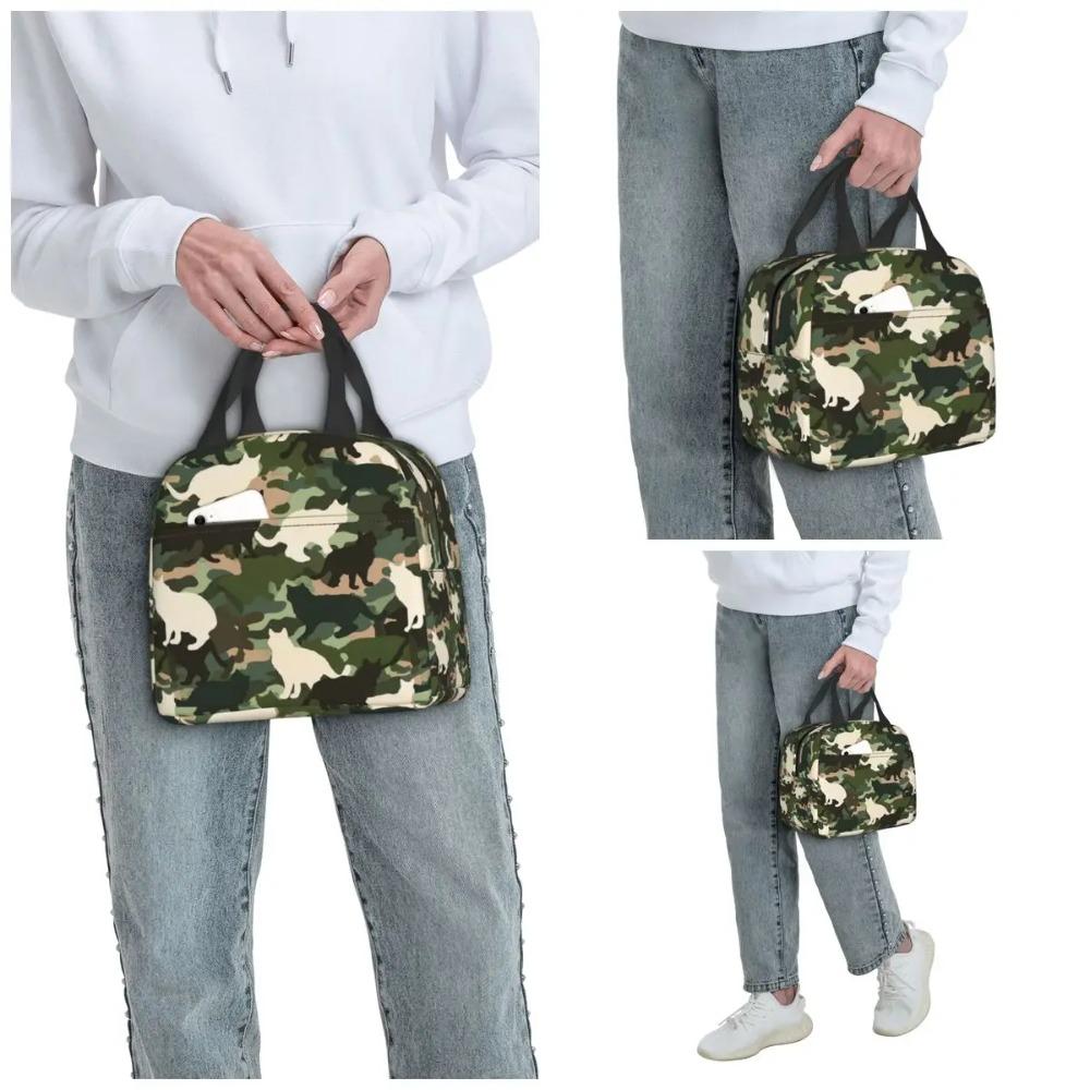 Cat Camouflage Insulated Lunch Bag for Women Office Cooler Thermal Food Box Tote Portable Lunch Boxes Container