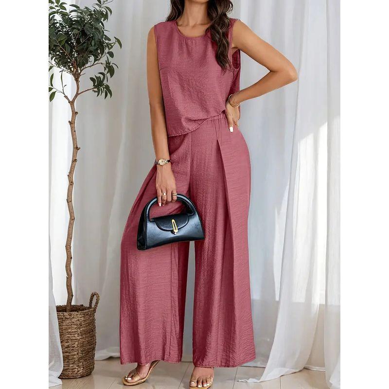 

Top Wide Leg Pants Set2025 Summer New Women s Top Wide Leg Pants Casual Loose Set ROSE XXL