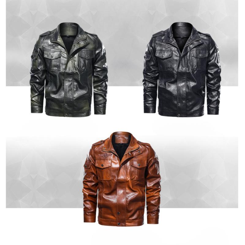 Men's Autumn and Winter Leather Jacket Large Size PU Baseball Jacket Motorcycle Jacket Men's Clothing