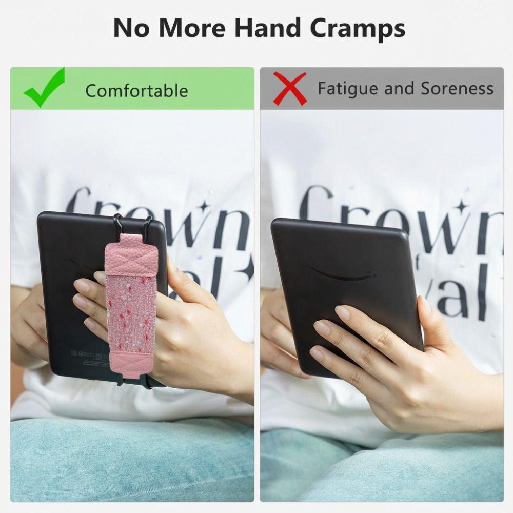 Glittery Tablet Hand Strap PU Leather Elastic EReader Holder Portable for Kindle/Kobo/Voyaga/Lenovo/Sony 6-8" E-Book Tablet