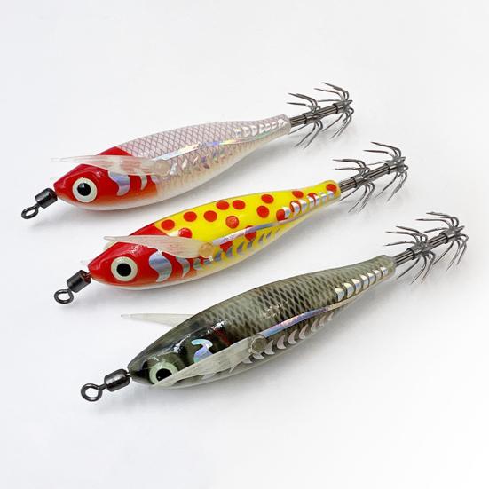8CM/5.3G Shrimp Bait with Squid Jig Hook Swivel Luminous Realistic Bionic Artificial Lure Saltwater Freshwater Bass Walleye Trout Fishing Accessories