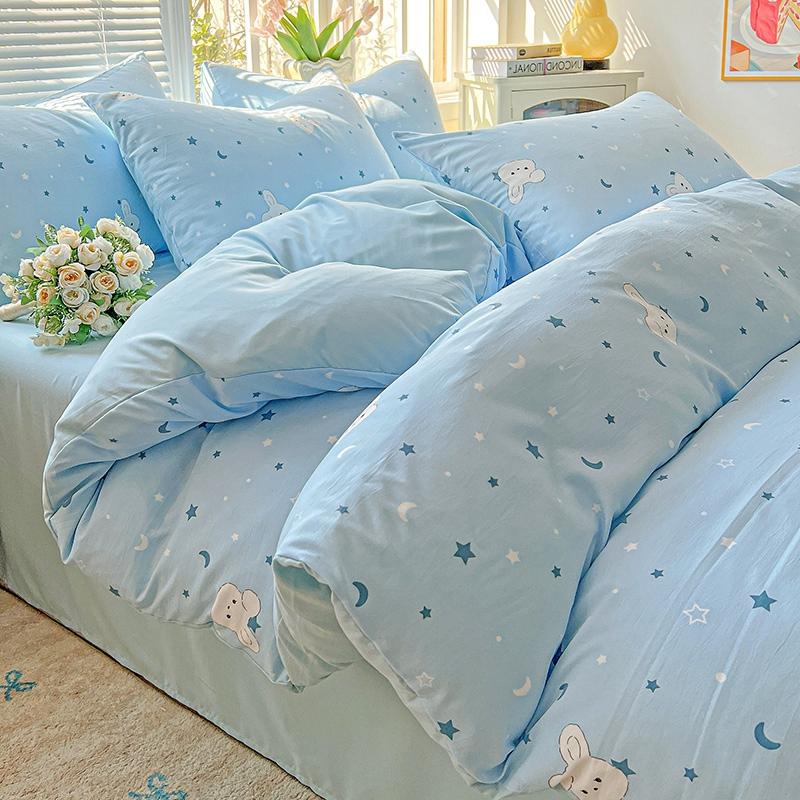 HOMZY Washed Cotton Double Yarn Single Quilt Cover Simple Wind Ins Wind Small Floral Korean Version Duvet Skin Friendly Bedding