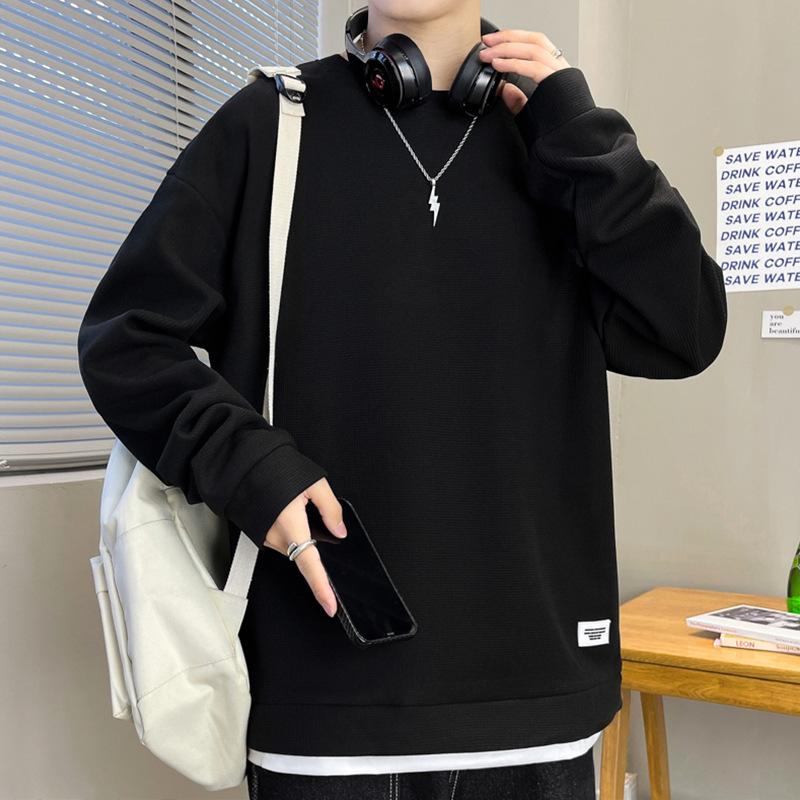 Fake Two-piece Sweater Men's Spring and Autumn Trendy Brand Long-sleeved T-shirt Loose Casual Youth Bottoming Shirt