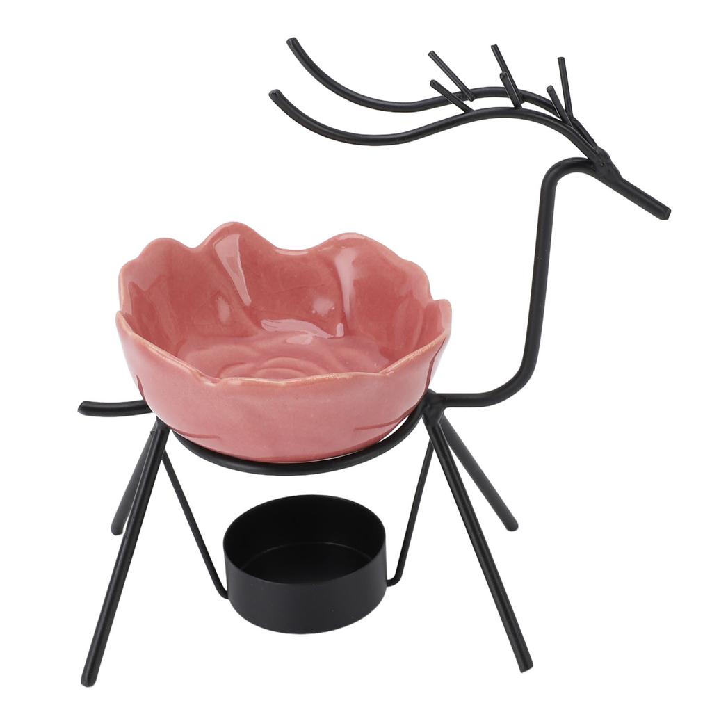 Pink Deer Iron Art Aromatherapy Burner Set Metal Essential Oil Burner Candle Holder for Home and Off