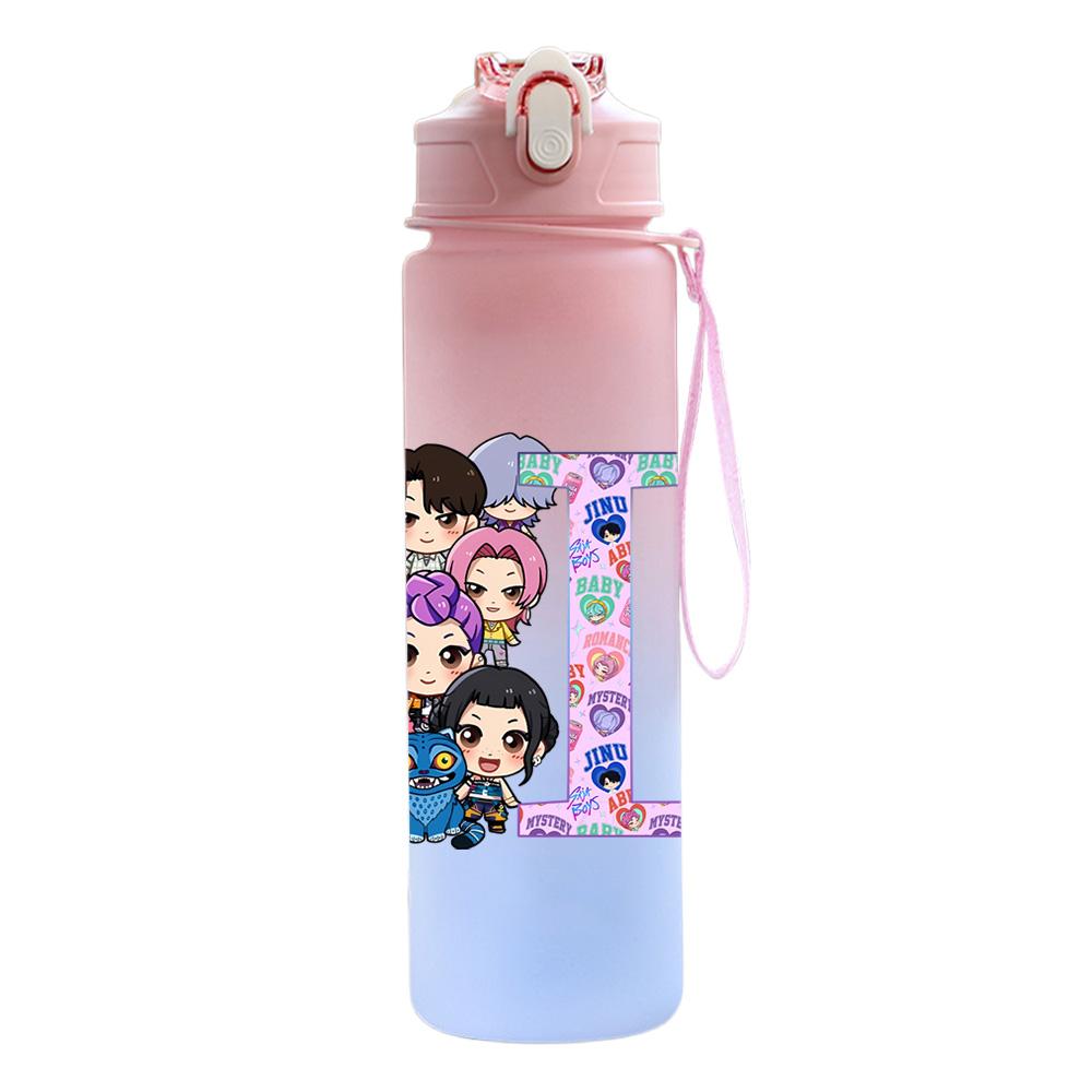26 English Letter 750Ml Water Bottle K-Pop Demon Hunters Printed Large Capacity Drinking Cup Portable Outdoor Sports Water Cup Children Kid Gift