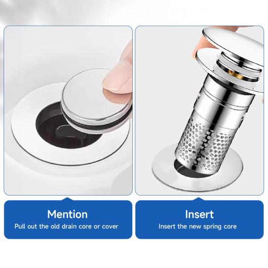 Bathroom Sink Stopper Pop-up Drain Strainer Hair Debris Catcher Sink