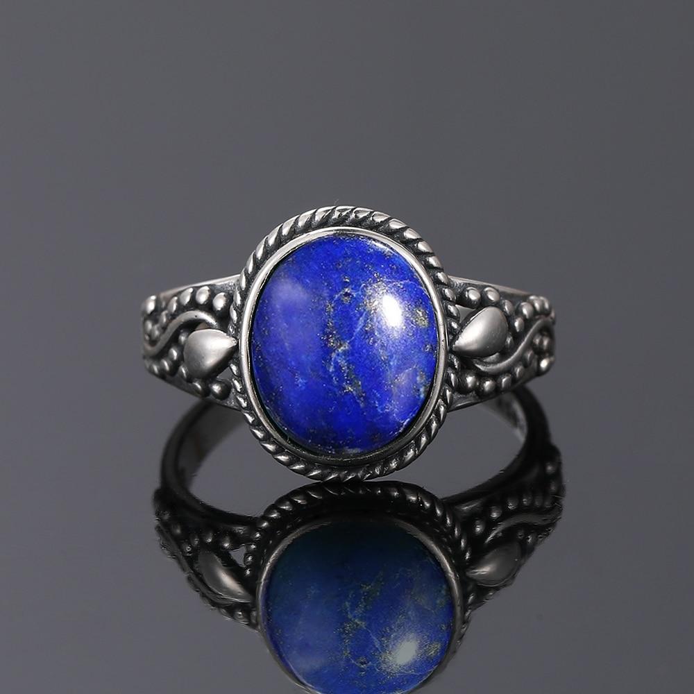 Natürlicher großer ovaler natürlicher Lapislazuli-Ring für Frauen Geschenk Vintage großer Ring Großhandel feiner Schmuck