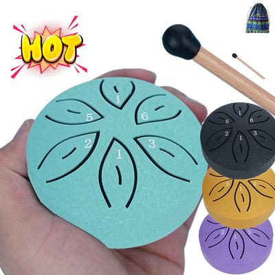 3-calowy 6-tonowy stalowy bęben językowy Rain Drum Mini Hand Pan Drums z pałeczkami Perkusyjne instrumenty muzyczne Akcesoria perkusyjne