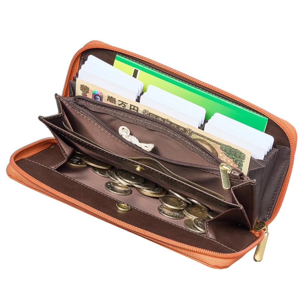 [VOICE] Align Light Women's Long Wallet, Lightweight, Round Zipper Closure, Large Capacity, Vertical Card Slots, Easy-to-Use Box-Shaped Coin Purse,