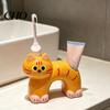 Porta Spazzolino Compatto, Forma di Gatto con Foro di Drenaggio, Impermeabile Resistente alla Muffa Organizer in Ceramica a Doppio Foro per Accessorio da Bagno