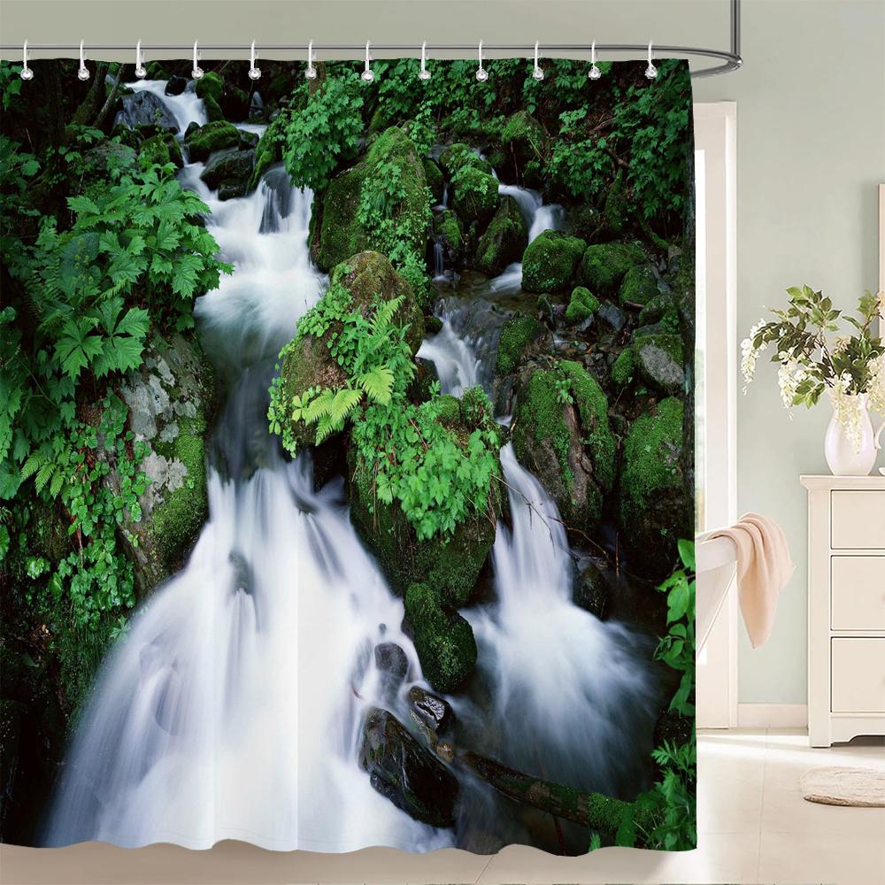

Birch Forest Trees Shower Curtain Natural Landscape Prints Fabric Waterproof Polyester Bathroom Curtains Decoration With Hooks W60H190(CM)-1 Pcs