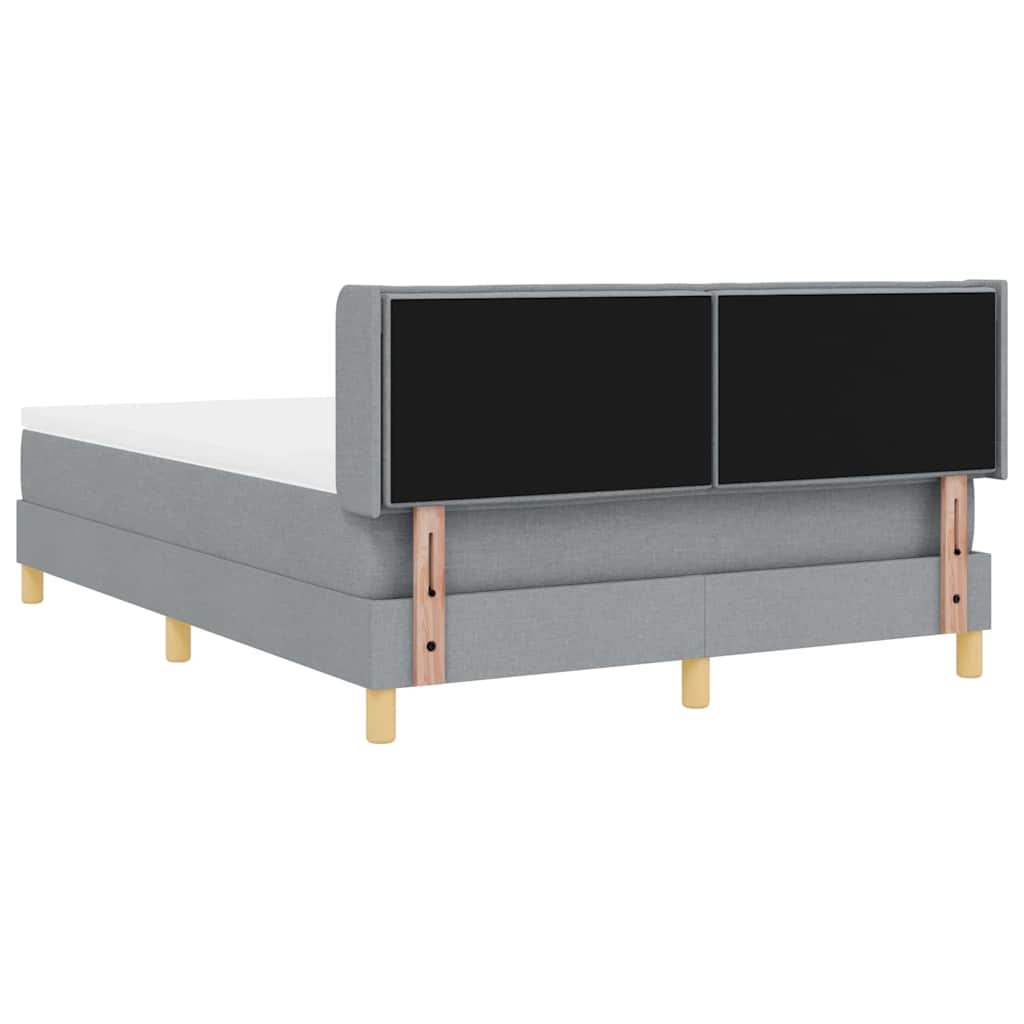Box Spring Bed with Mattress Light Grey 190 x 140 cm Fabric