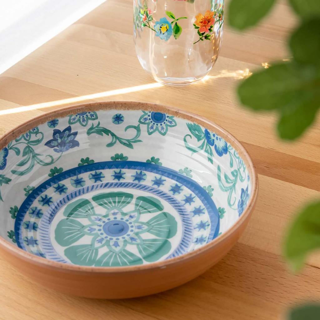 Abode Homewares Design and Unbreakable Tableware BPA Rio Turquoise Serving Cereal 20cm Safe for Dishwasher Birthday Melamine White PAN5080TMBTF