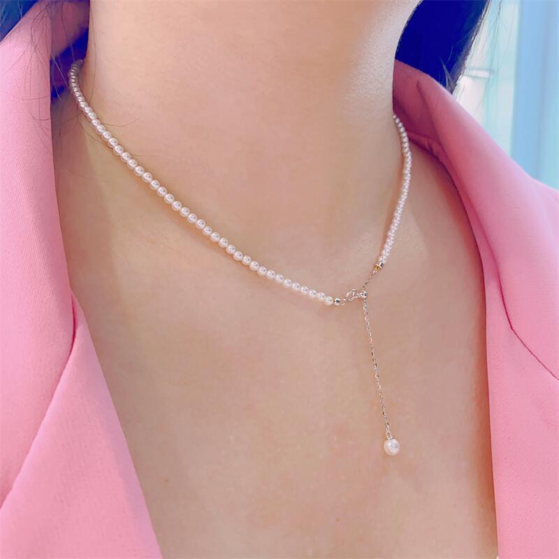 

INS Network Red Wind Zhengyuan Shijia Baby Pearl 3 мм шейная цепочка с модным темпераментом и универсальной цепочкой на ключицу
