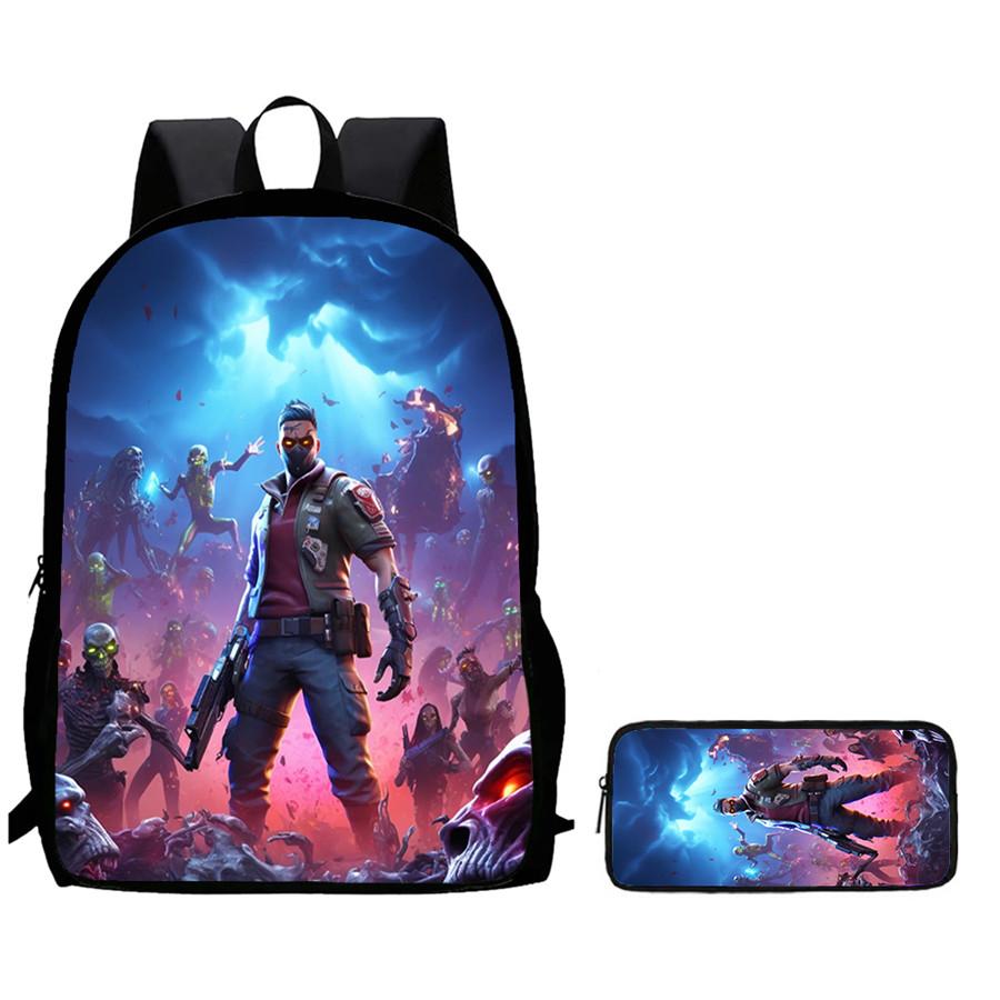 Fortnite 2-Piece Set Backpack Pencil Case Unisex Large Capacity Cartoon Schoolbag Kids Boys Girls Gift Ages 5-8