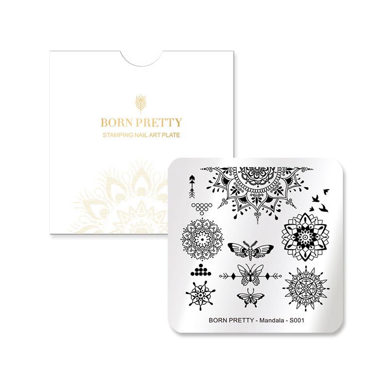 1 Pc BORN PRETTY Mandala Series Square Nail Stamping Template Floral Butterfly Elephant Pattern