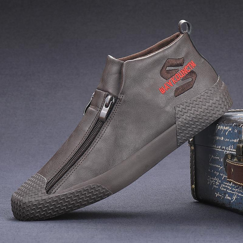 Men's High top Shoes Leather Sports Shoes Men's Spring Trendy Casual Men's Shoes Versatile Trendy Shoes