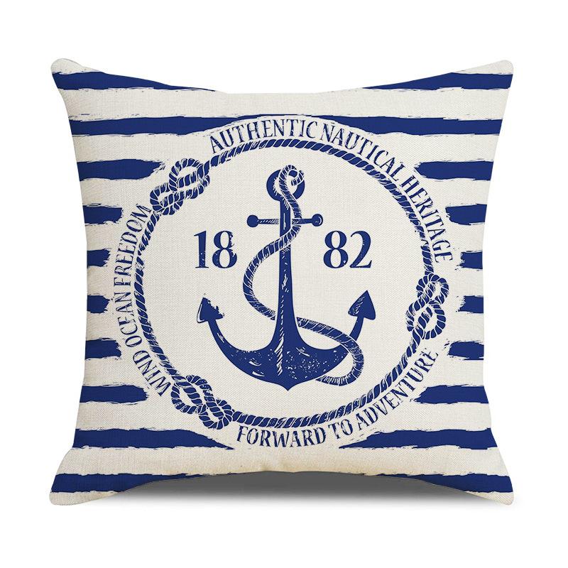 Nordic Nautical Blue Striped Pillow Marine Linen Cushion Cover New Home Soft Accessories