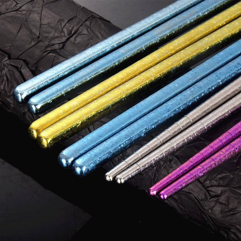 Color-Changing Titanium Crystal Chopsticks: Portable, Hollow, High-Temp Safe, Gift-Boxed for Outdoor & Home Use