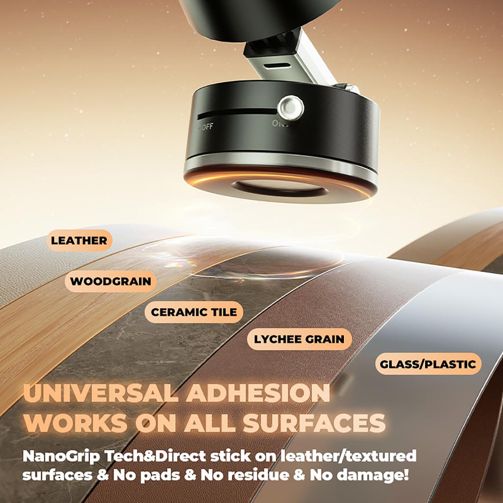 Car Phone Holder Mount with Vacuum Suction 20 N52 Magnetized Rings 1.3KG Load Capacity 360 Degrees Adjustable Foldable