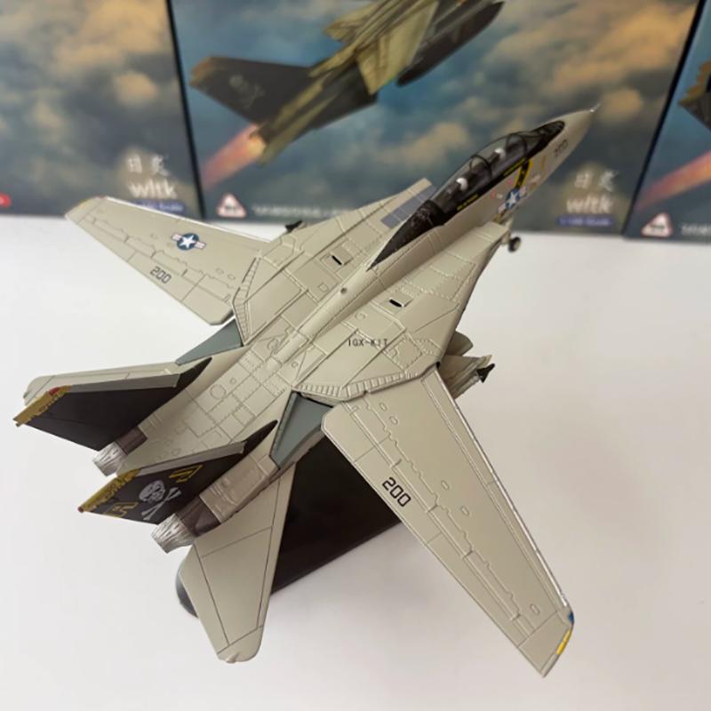 Wltk Diecast 1:100 Scale American F-14A F14 Tomcat Fighter Vf-84 Alloy Aircraft Model Variable Wing Hobby Souvenir Toy Gifts