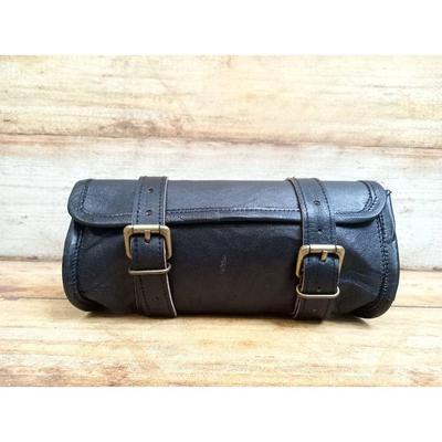 Leather Motorcycle Tool Bag Saddle Bag Black Leather Pouch Motorcycle Round Small Leather Bag for Bike
