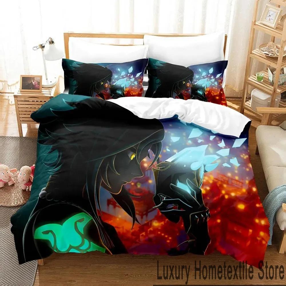 3D Genshin Impact Xiao Anime Bedding Set Duvet Cover Bed Set Quilt Cover Pillowcase Comforter King Queen Size Boys Adult Bedding