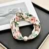Pearl Magnetic Buckle Small Silk Scarf Women's Lazy Neck Protection Spring New Versatile High-sense Magnetic Buckle Necklace Scarf