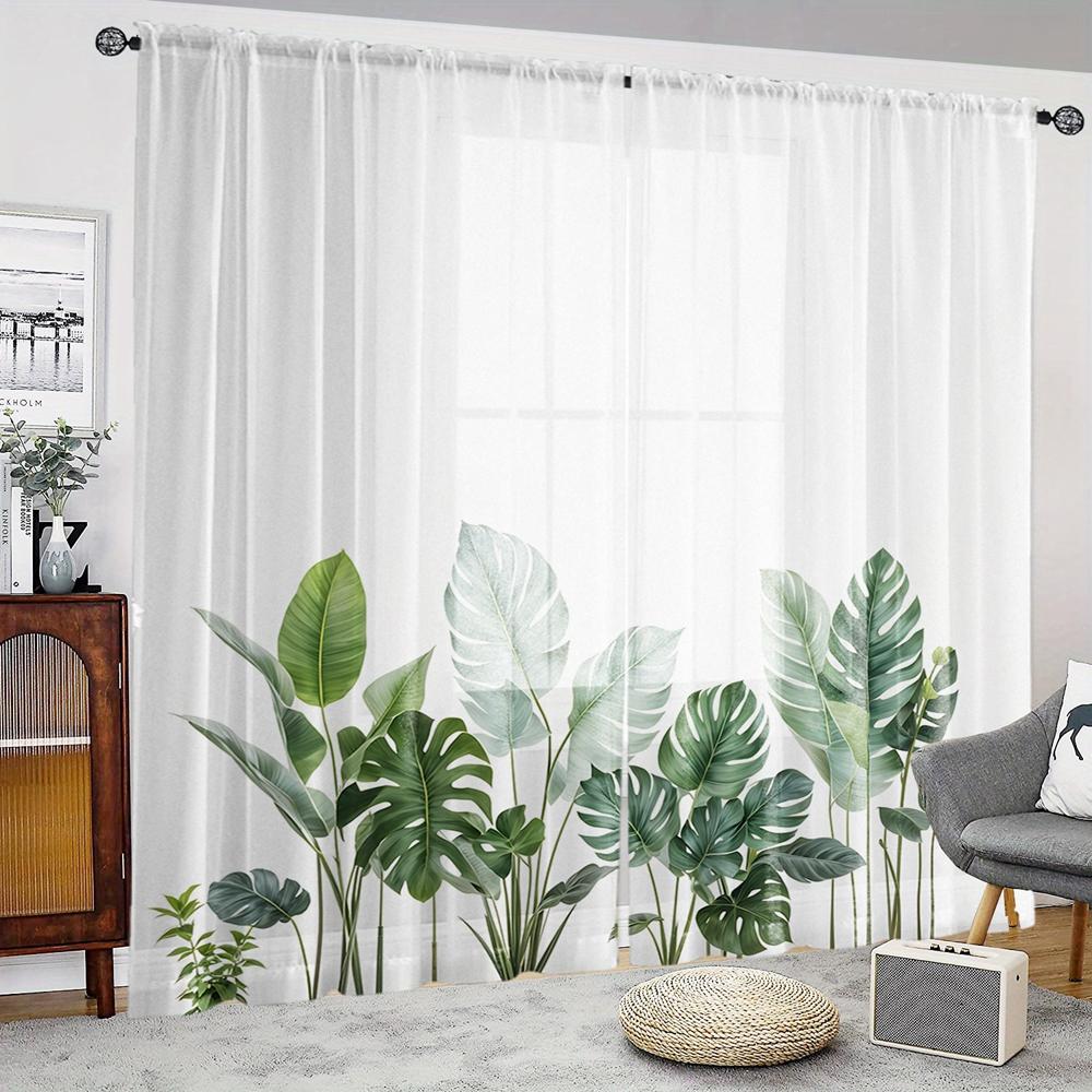 2 st HD digitalt tryckta gröna bananer fönsterskärm heminredningsstil dekoration vardagsrum sovrum stånggenomgående gardineffekt st