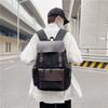 Canvas Double Shoulder Backpack for Men Vintage Drawstring Laptop Bag Fashionable Travel Rucksack Flap Closure Book Bag