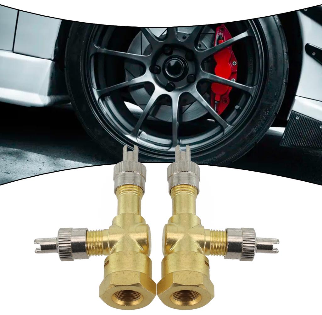 2pcs TPMS Valve Tee Adapter Integrated Three-way Valve, Bleed Valve Debugging Tool Set, Valve Metal Car Accessories
