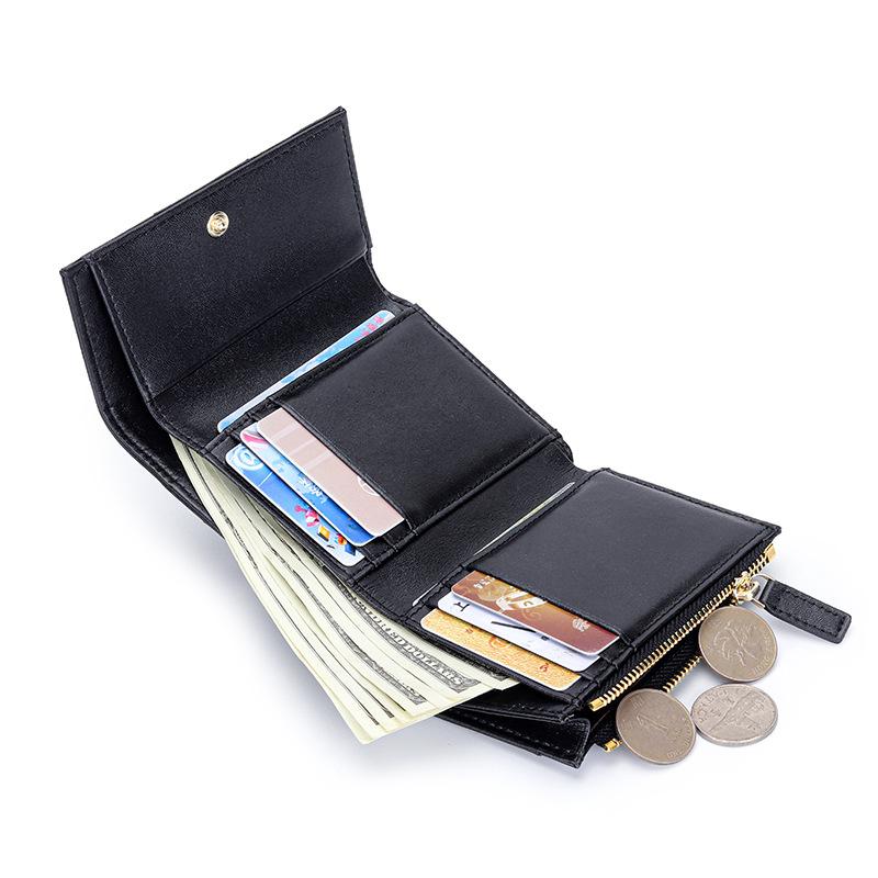 Sheepskin Knitted Three-fold Women's Wallet Fashionable Multifunctional Short Change Purse