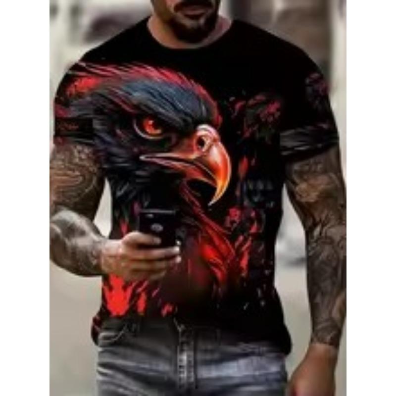 Men's Eagle Print T-Shirt Teenager Breathable Athletic 3D Printing