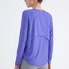Women's Long-Sleeve Quick-Dry Yoga Top: Nude Open Back, Breathable, Loose Fit, Sun Protection for Running and Fitness.