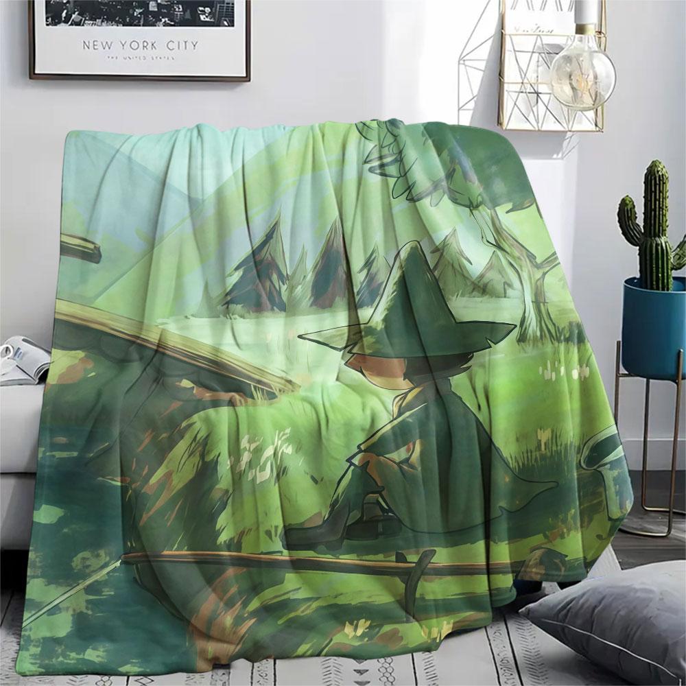 Snufkin Printed Flannel Blanket, Soft Throw for Bedroom Sofa, Washable, Fan Merchandise, Great Gift.