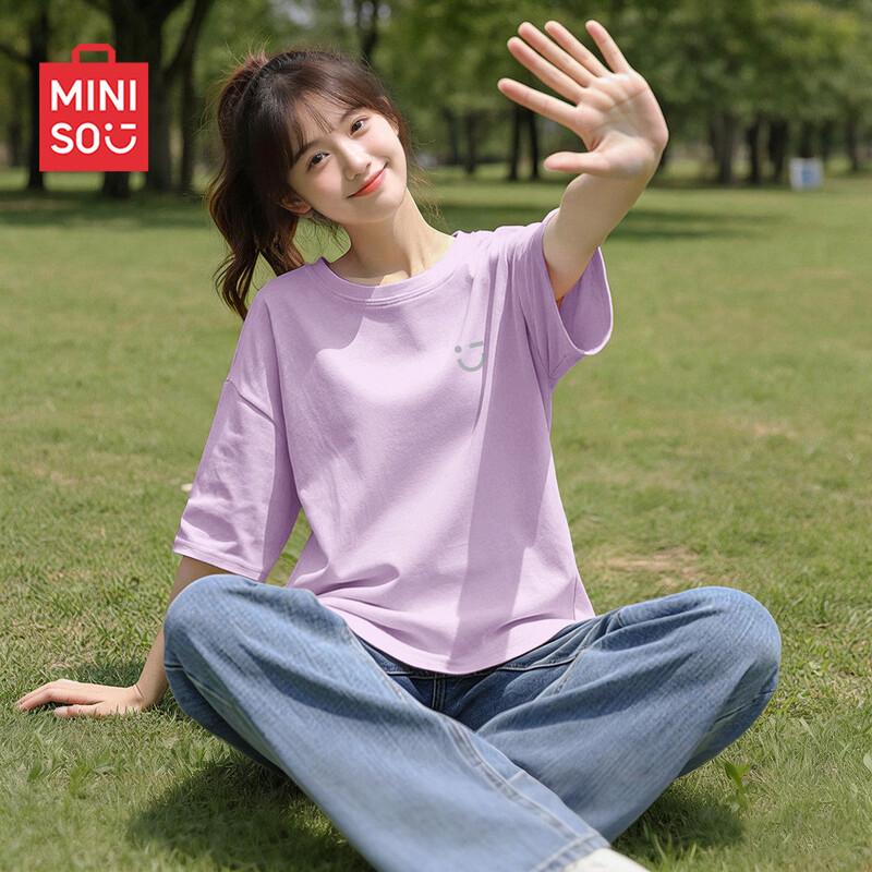 

MINISO Women s Cotton Crew Neck T-Shirt M